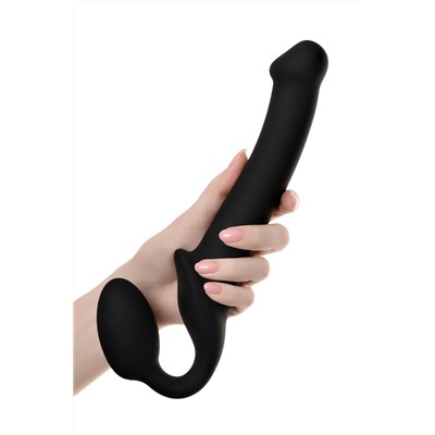 Черный безремневой страпон Silicone Bendable Strap-On - size M