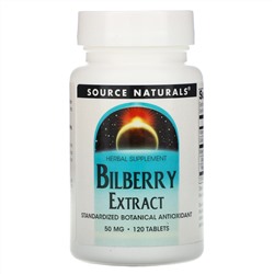 Source Naturals, экстракт черники, 50 мг, 120 таблеток