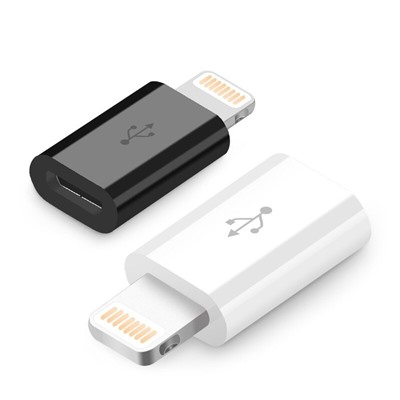 Переходник с Android на Apple - MicroUSB/Lightning адаптер для iPhone и iPad пластиковый для передачи данных и зарядки аккумулятора