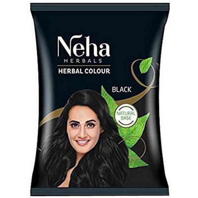 Neha Herbals Herbal Colour Black 20g*10pc / Травяной Цвет Краска для Волос (Черный) 20г*10 Пачек