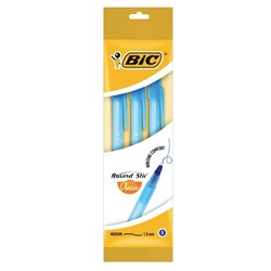 Ручка шариковая BIC Round Stic корпус голубой, синяя, 3 шт. на блистере