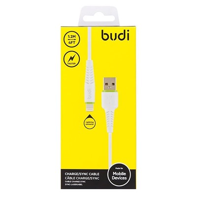 Кабель USB - Apple lightning budi M8J150L20 (повр. уп)  20см 1,5A  (white)