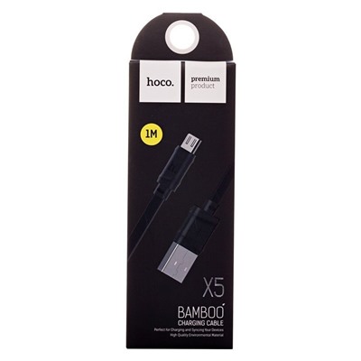 Кабель USB - micro USB Hoco X5 Bamboo  100см 2,4A  (black)