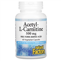 Natural Factors, Acetyl-L-Carnitine, 500 mg, 60 Vegetarian Capsules