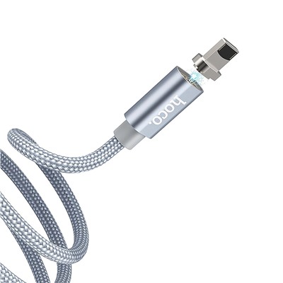 Кабель USB - Apple lightning Hoco U40A магнитный (повр. уп.)  100см 2A  (metal grey)