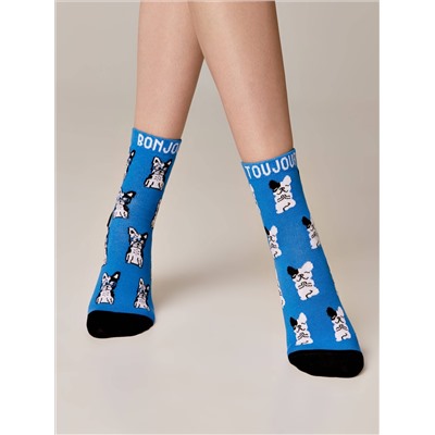 Носки женские CONTE Хлопковые носки с рисунком «French bulldog»