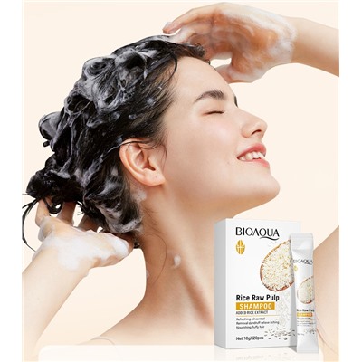 Шампунь для волос с экстрактом риса Biaoqua Rice Raw Pulp Shampoo, 1 саше 10 мл.