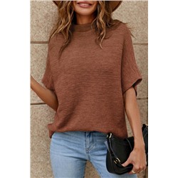 Coffee High Neck Short Bat Sleeve Sweater