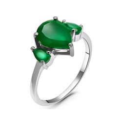 Кольцо из серебра зеленый агат, Малика