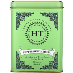 Harney & Sons, HT Tea Blend, чай из перечной мяты, без кофеина, 20 чайных пакетиков, 40 г (1,4 унции)