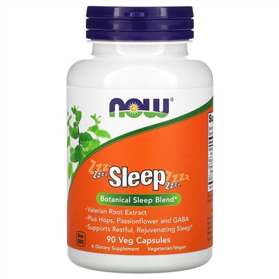 Now Foods, Sleep, растительная смесь для сна, 90 растительных капсул