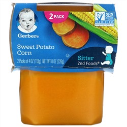 Gerber, Sweet Potato Corn, Sitter, 2 Pack, 4 oz (113 g) Each
