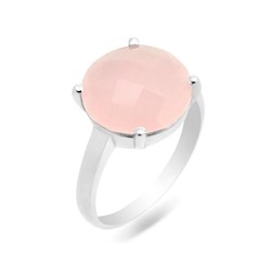 Кольцо из серебра розовый кварц, Ю-100М49
