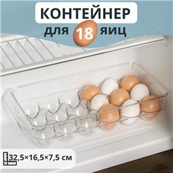 Контейнер для хранения яиц с крышкой RICCO, 18 ячеек, 32,5×16,5×7,5 см