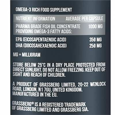 Omega 3 "Premium" 55% Grassberg, 60 шт