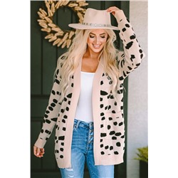 Leopard  Animal Spotted Pattern Open Front Cardigan