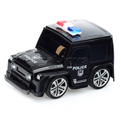 Машина "Полиция" с круглыми фарами, черная/белая, в ассортименте, в пакете