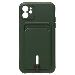 Чехол-накладка - SC304 с картхолдером для "Apple iPhone 11" (dark green) (208471)