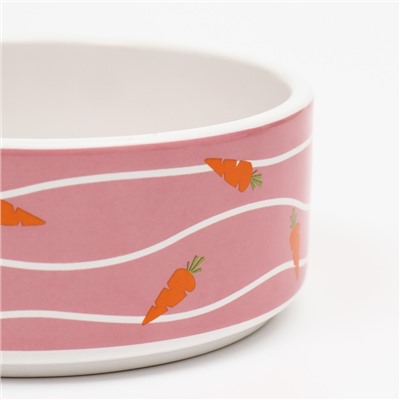 Миска керамическая "Зайчик с морковками" 300 мл, 13 x 13 x 5 cм, розовая