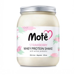 Сывороточный протеиновый коктейль "Whey Protein Shake" с активными пребиотиками, клубника Mote, 617 г