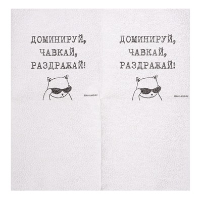 Салфетки бумажные однослойные "Доминируй,чавкай,раздражай", 24х24 см, набор 20 шт.
