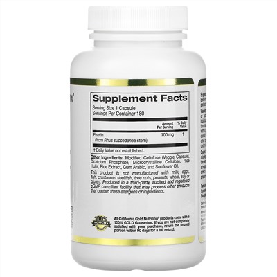 California Gold Nutrition, физетин с Novusetin, 100 мг, 180 растительных капсул