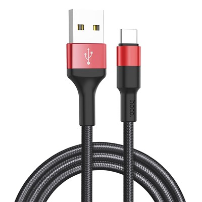 Кабель USB - Type-C Hoco X26 Xpress (повр. уп.)  100см 2A  (black/red)