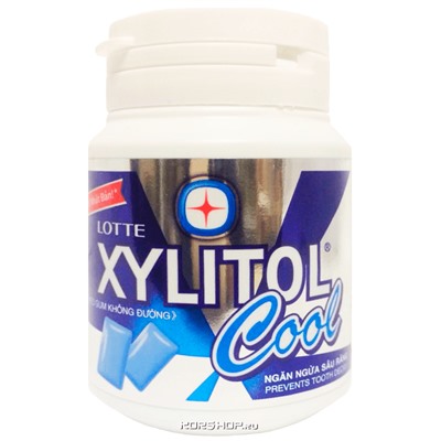 Жевательная резинка Прохладная Мята Xylitol Cool Mint Lotte, Вьетнам, 58 г Акция