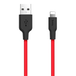 Кабель USB - Apple lightning Hoco X21 Silicone  100см 2A  (black/red)