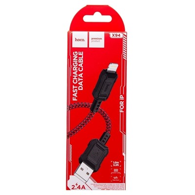Кабель USB - Apple lightning Hoco X94 Leader  100см 2,4A  (red)