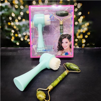 Массажный набор Sarah Beauty Face Brush and Jade Massager Set (125)