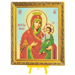 Алмазная мозаика с мольбертом "Иверская Икона Божией Матери" 21х25 см, 1 дизайн, частичная выкладка