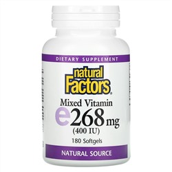 Natural Factors, Комплекс витамина Е, 400 МЕ, 180 желатиновых капсул