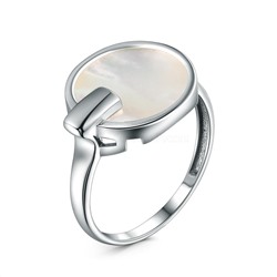 Кольцо из серебра с перламутром родированное к-4326-Р