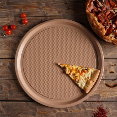 Форма для пиццы Magistro Shiny Diamond, 39×1,5 см, толщина 0,6 мм, антипригарное покрытие, цвет коричневый