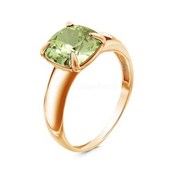 Кольцо из золочёного серебра с кристаллом Swarovski Светло-зелёный