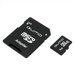 Карта флэш-памяти MicroSD  4 Гб Qumo +SD адаптером (class 10)