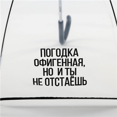 Зонт женский купол "Погодка офигительная, но и ты не отстаёшь", 8 спиц, d = 88 см, прозрачный