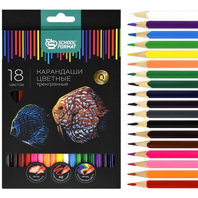Набор цветных карандашей 18 цветов, повышенная мягкость, увеличенный диаметр грифеля ДИКАЯ ПЛАНЕТА
