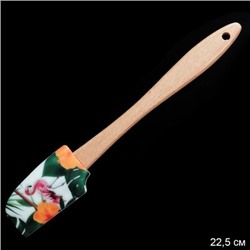Лопатка кулинарная силиконовая 23 см с деревянной ручкой/ S-671 /уп 400/