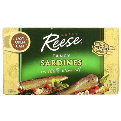Reese, Fancy Sardines in 100% Olive Oil, 4.375 oz (124 g)