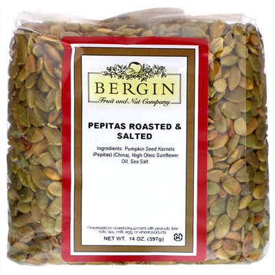Bergin Fruit and Nut Company, Обжаренные и подсоленные тыквенные семечки, 14 унций