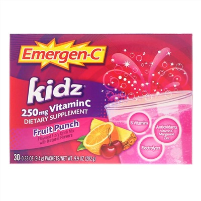 Emergen-C, Kidz, фруктовый пунш, 30 пакетиков, 276 г (9,7 унции)