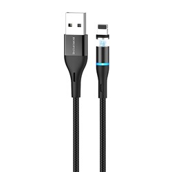 Кабель USB - Apple lightning Borofone BU16 Skill (повр. уп) магнитный  120см 2,4A  (black)