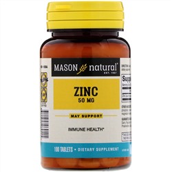 Mason Natural, цинк, 50 мг, 100 таблеток