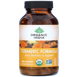 Organic India, Turmeric Formula, куркума, поддержка подвижности и здоровья суставов, 180 растительных капсул