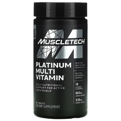 MuscleTech, Platinum Multivitamin, мультивитамины, 90 таблеток