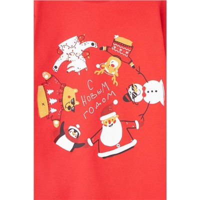 Пижама детская Crockid К 1593 красный, дед мороз и мишка
