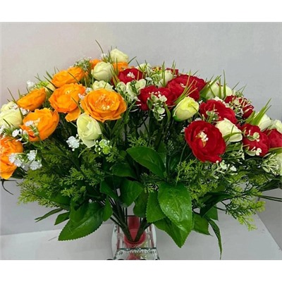 Цветы искусственные декоративные Букет розы + пионы 40 см