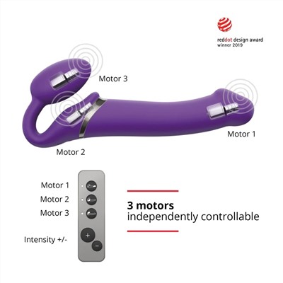 Фиолетовый безремневой вибрострапон Silicone Bendable Strap-On - size M